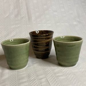 Joyce Chen ceramic pottery tea cups (set of 3).